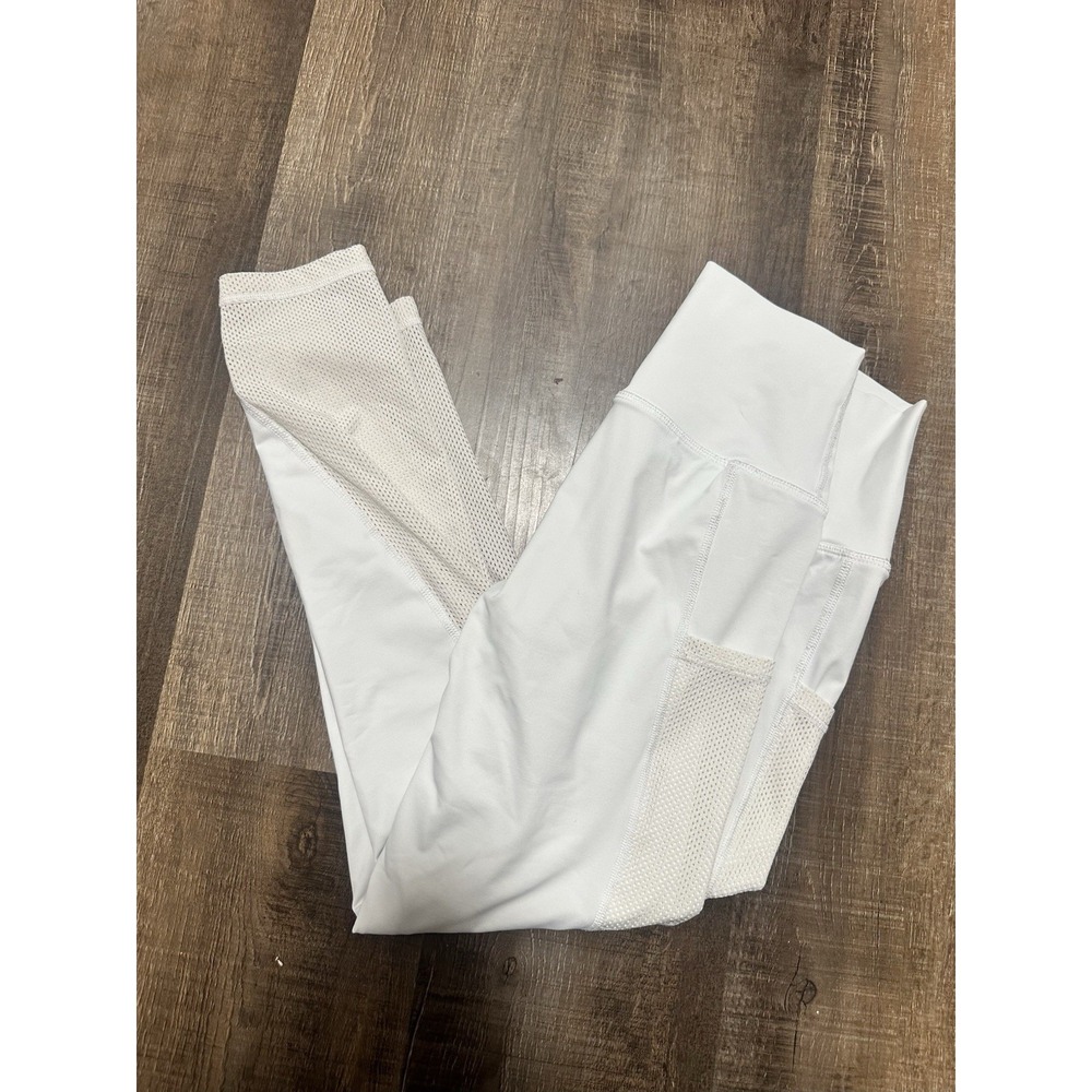 Aerie Cropped White Leggings Mesh Sides Medium